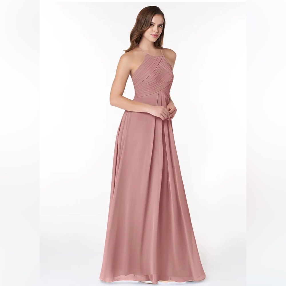 Azazie Ginger
Dusty Rose A-Line Halter Pleated Chiffon Bridesmaid Dress Size 2A